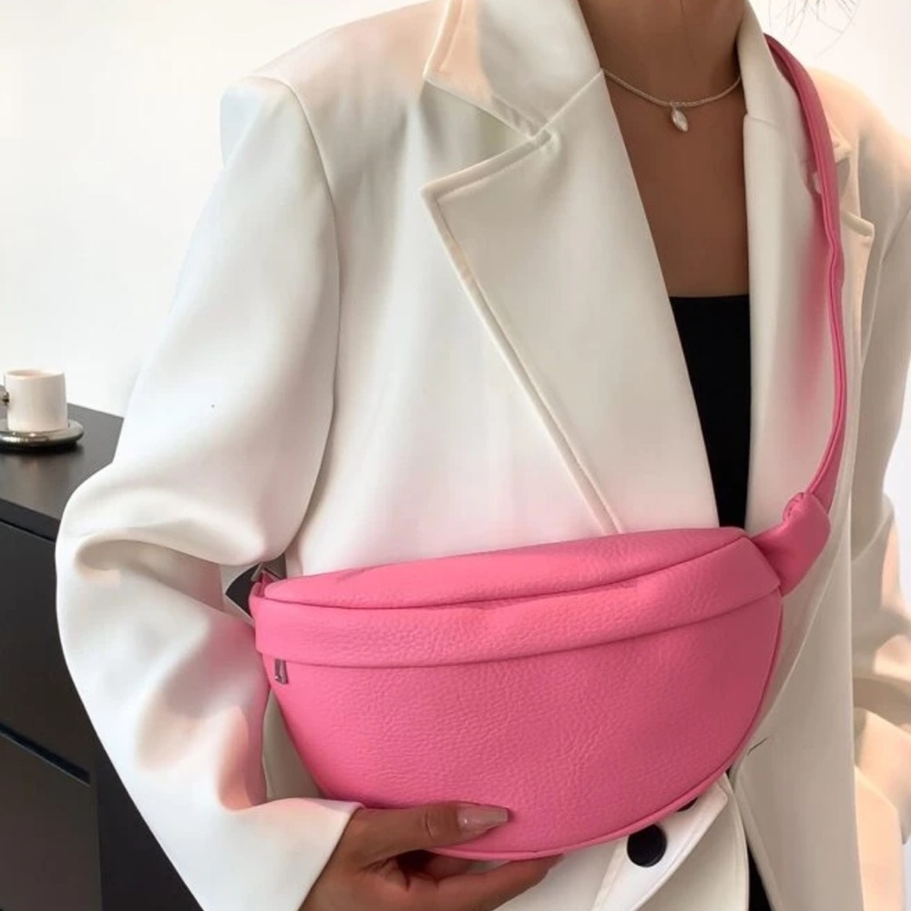 Wide Shoulder Strap Solid Color Pebbled Shoulder Bag Crossbody Bag